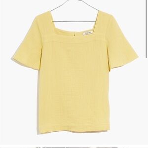 Madewell Yellow Smocked Puff Sleeve Blouse